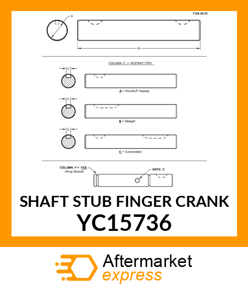 SHAFT STUB FINGER CRANK YC15736