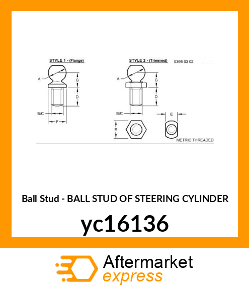 BALL STUD OF STEERING CYLINDER yc16136