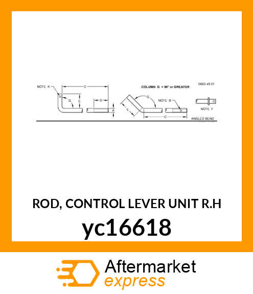 ROD, CONTROL LEVER UNIT R.H yc16618