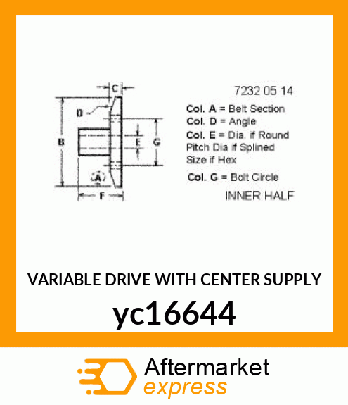 VARIABLE DRIVE WITH CENTER SUPPLY yc16644