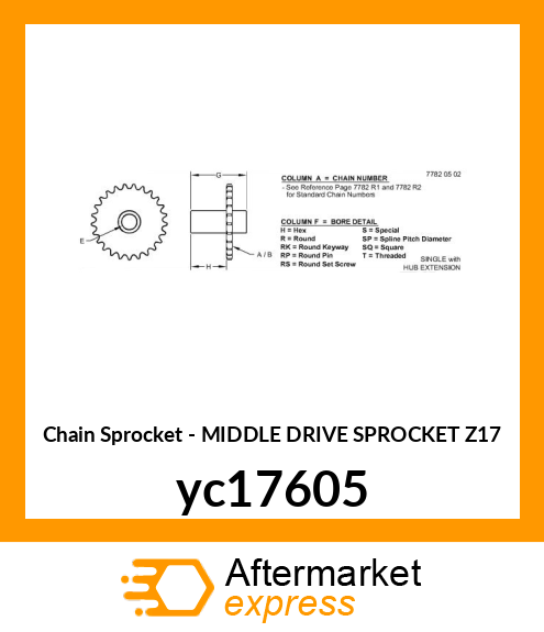 MIDDLE DRIVE SPROCKET Z=17 yc17605