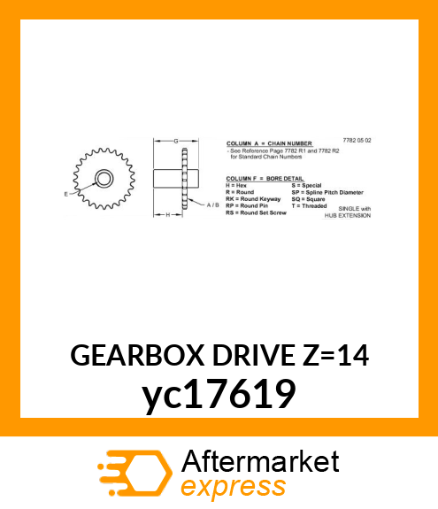 GEARBOX DRIVE Z=14 yc17619