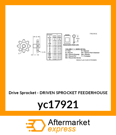 DRIVEN SPROCKET FEEDERHOUSE yc17921