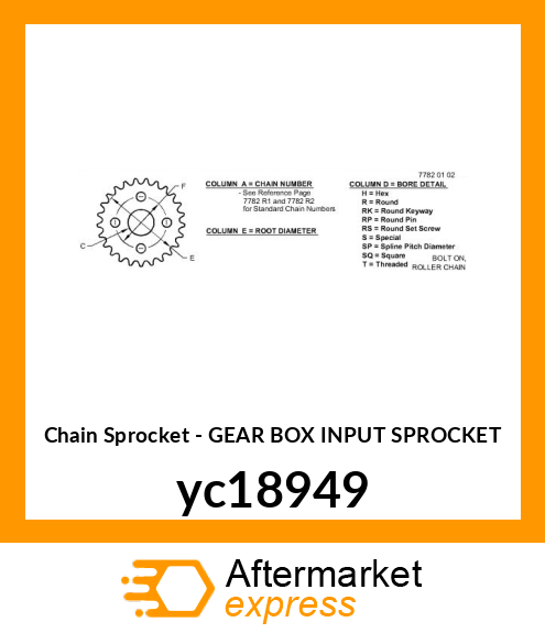 GEAR BOX INPUT SPROCKET yc18949