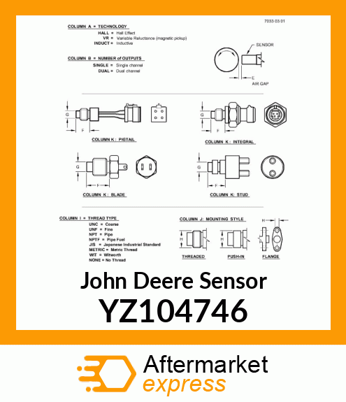 SENSOR, MAGNETIC PICKUP YZ104746