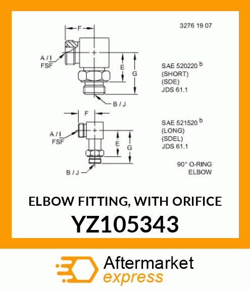 ELBOW FITTING, WITH ORIFICE YZ105343