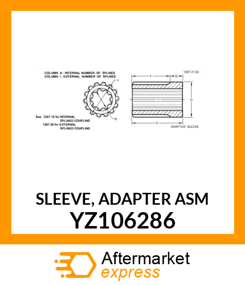 SLEEVE, ADAPTER ASM YZ106286