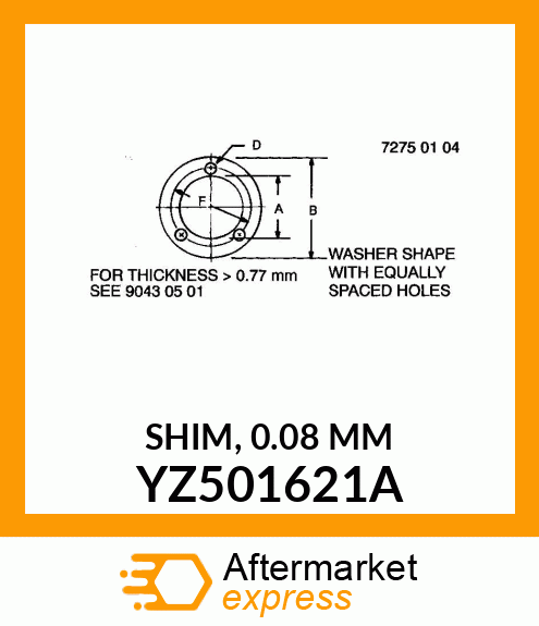 SHIM, 0.08 MM YZ501621A