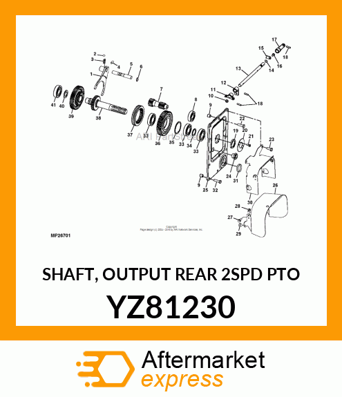 SHAFT, OUTPUT REAR 2SPD PTO YZ81230