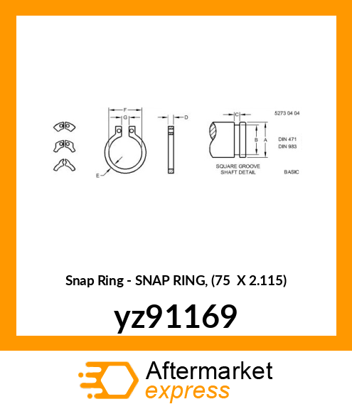 SNAP RING, (75 X 2.115) yz91169