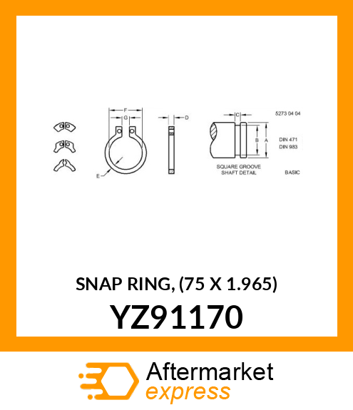 SNAP RING, (75 X 1.965) YZ91170