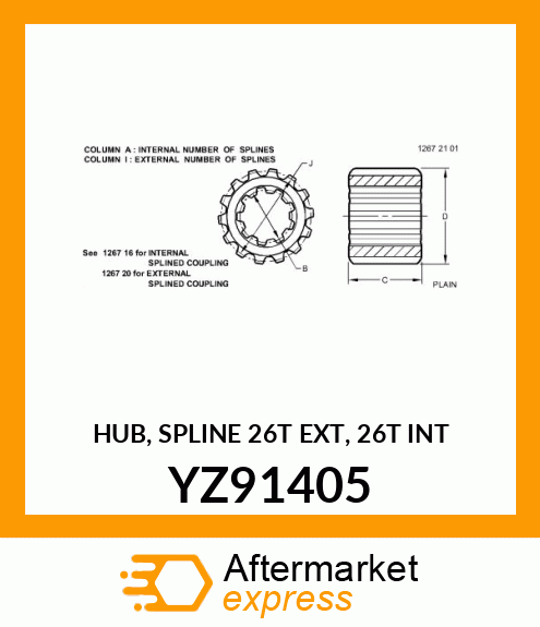 HUB, SPLINE (26T EXT, 26T INT) YZ91405