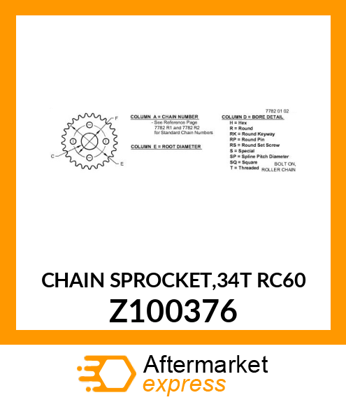 CHAIN SPROCKET,34T RC60 Z100376