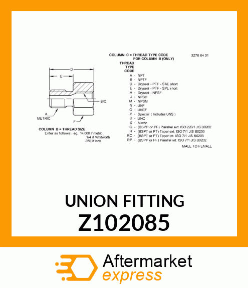 UNION FITTING Z102085