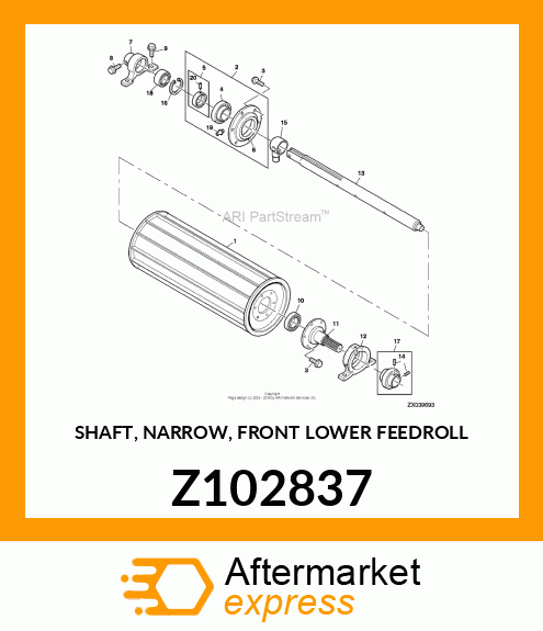 SHAFT, NARROW, FRONT LOWER FEEDROLL Z102837