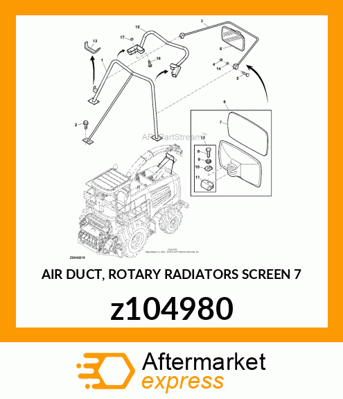 AIR DUCT, ROTARY RADIATORS SCREEN 7 z104980