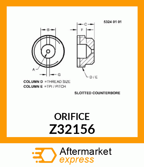 ORIFICE, 14.29 X 0.8 Z32156