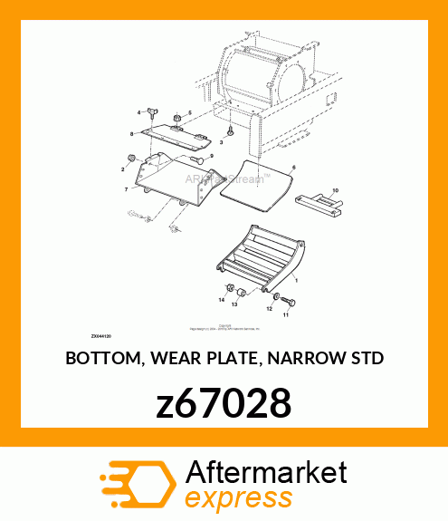 BOTTOM, WEAR PLATE, NARROW STD z67028