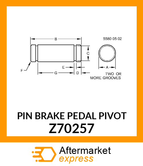 PIN BRAKE PEDAL PIVOT Z70257