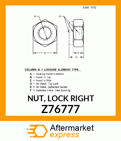 NUT, LOCK RIGHT Z76777