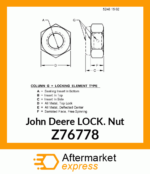 NUT, LOCK LEFT Z76778