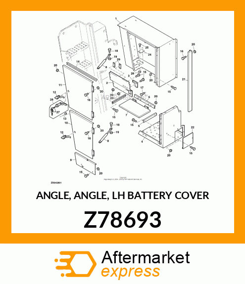 ANGLE, ANGLE, LH BATTERY COVER Z78693