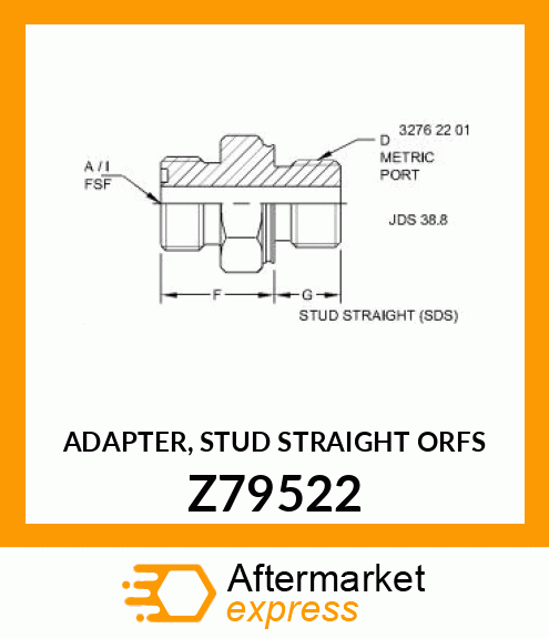 ADAPTER, STUD STRAIGHT ORFS Z79522