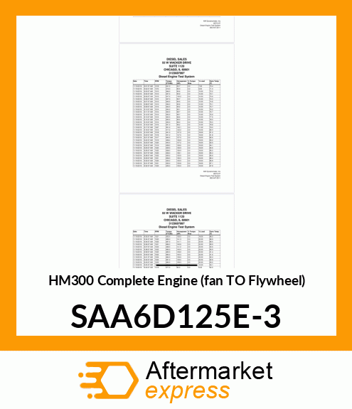 HM300 Complete Engine (fan TO Flywheel) SAA6D125E-3