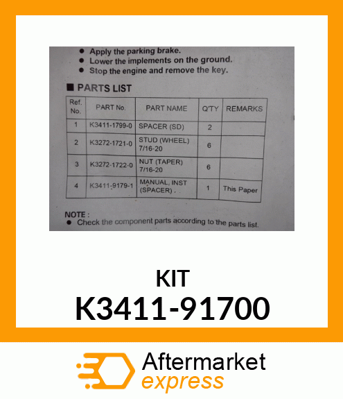 KIT K3411-91700