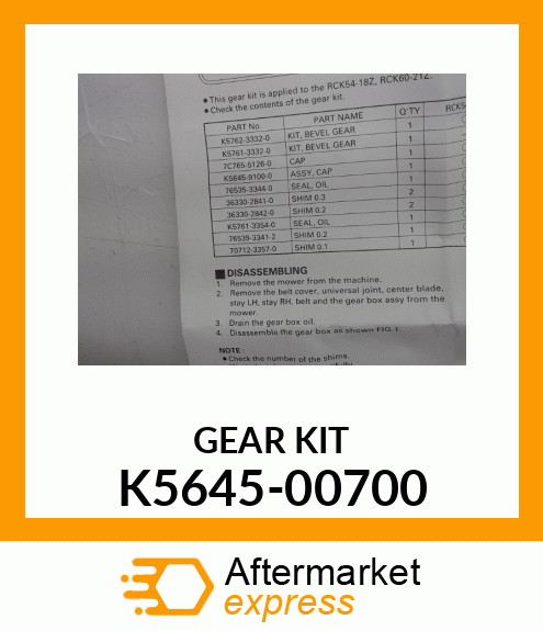 GEAR KIT K5645-00700