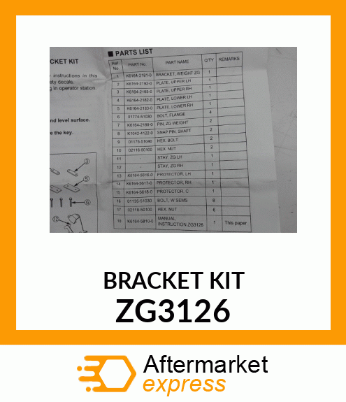 BRACKET KIT ZG3126