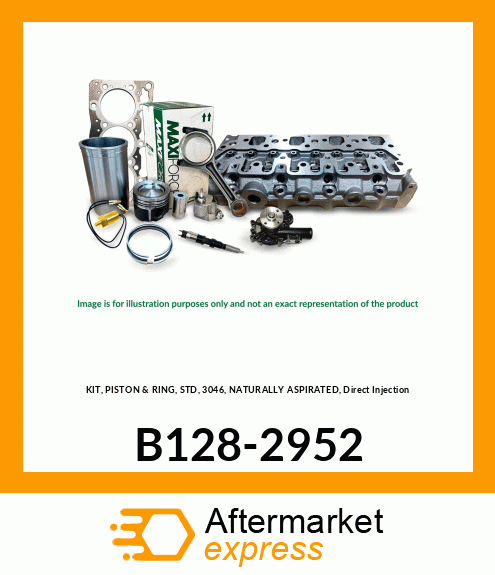 Spare part B128-2952 + KIT, PISTON & RING, STD, 3046, NATURALLY ASPIRATED, Direct Injection