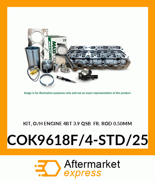 KIT, O/H ENGINE 4BT 3.9 QSB (FR. ROD) 0.50MM COK9618F/4-STD/25