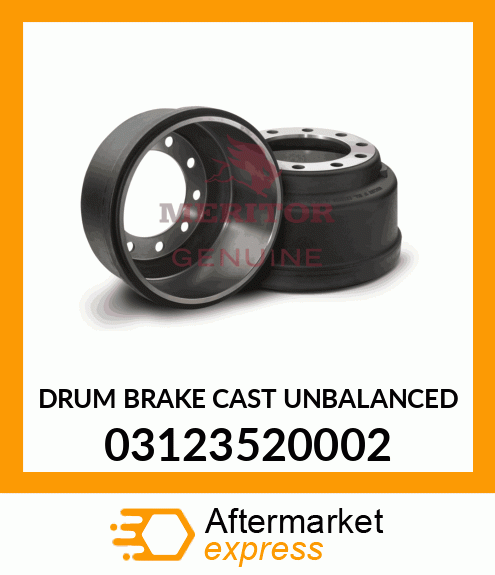 DRUM BRAKE CAST UNBALANCED 03123520002