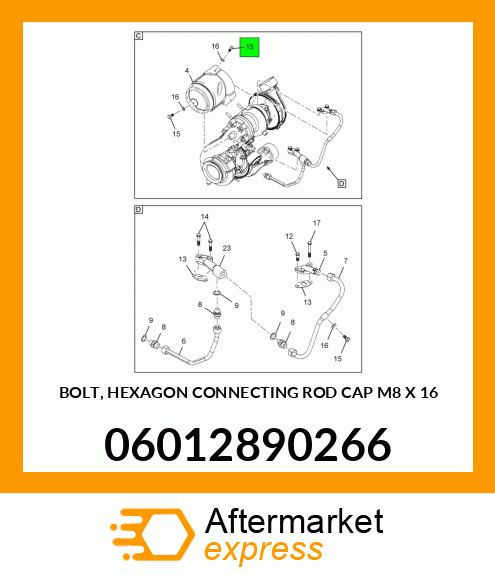 Spare part 06012890266 + BOLT, HEXAGON CONNECTING ROD CAP M8 X 16