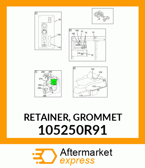 RETAINER, GROMMET 105250R91