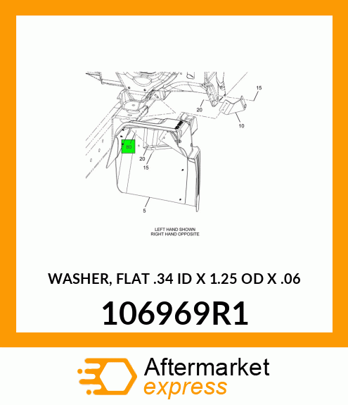WASHER, FLAT .34" ID X 1.25" OD X .06" 106969R1