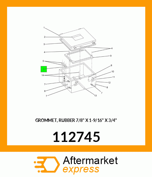 GROMMET, RUBBER 7/8" X 1-9/16" X 3/4" 112745