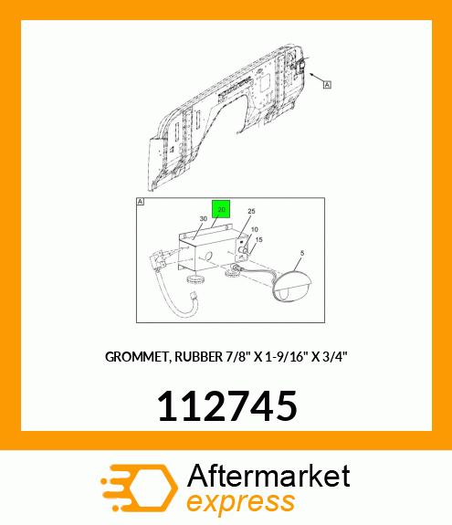GROMMET, RUBBER 7/8" X 1-9/16" X 3/4" 112745
