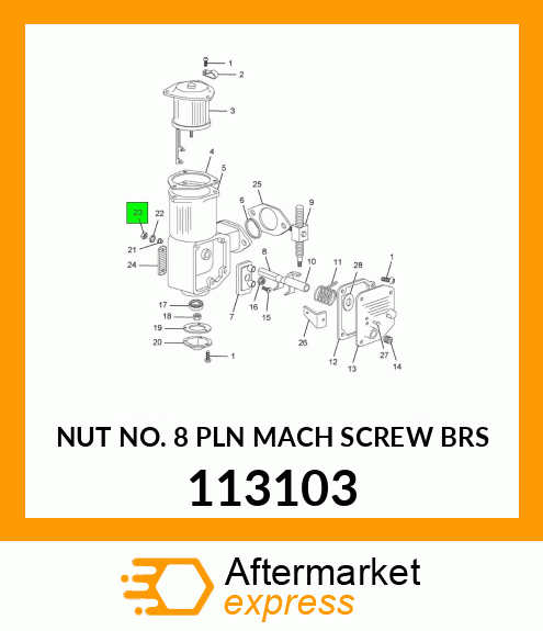 NUT NO. 8 PLN MACH SCREW BRS 113103