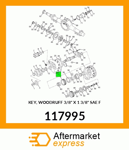 KEY, WOODRUFF 3/8" X 1 3/8" SAE F 117995