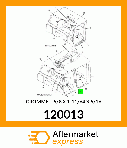 GROMMET, 5/8 X 1-11/64 X 5/16 120013