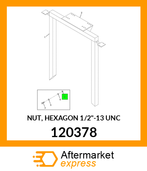 NUT, HEXAGON 1/2"-13 UNC 120378