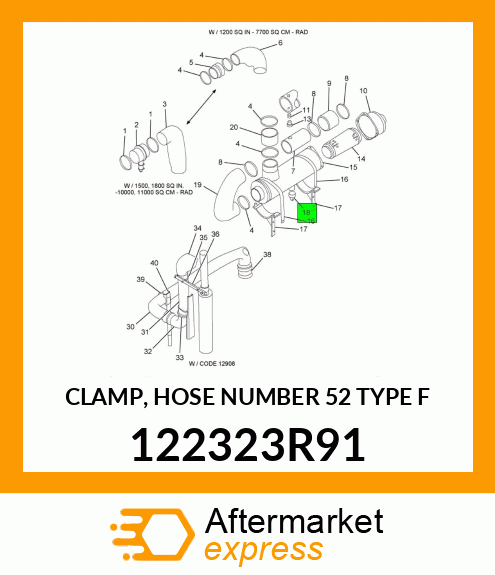 CLAMP, HOSE NUMBER 52 TYPE "F" 122323R91