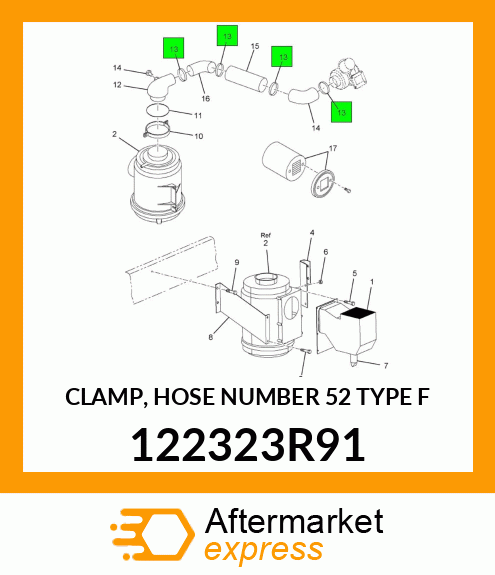 CLAMP, HOSE NUMBER 52 TYPE "F" 122323R91
