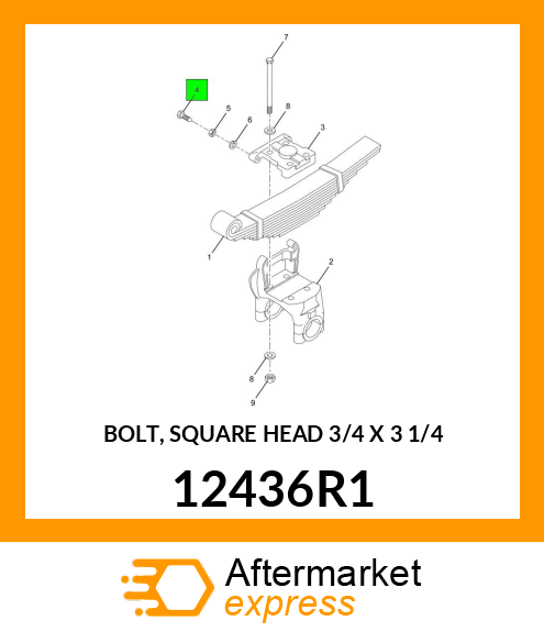 BOLT, SQUARE HEAD 3/4" X 3 1/4" 12436R1
