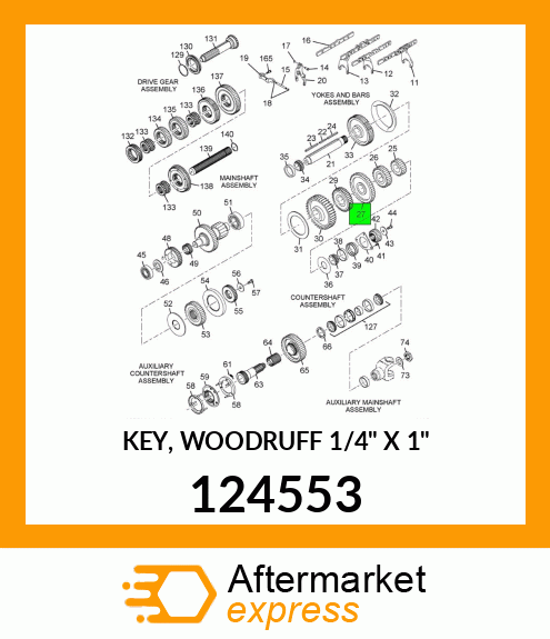 KEY, WOODRUFF 1/4" X 1" 124553