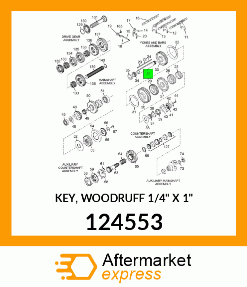 KEY, WOODRUFF 1/4" X 1" 124553