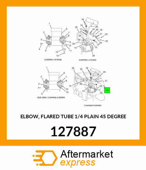 ELBOW, FLARED TUBE 1/4" PLAIN 45 DEGREE 127887