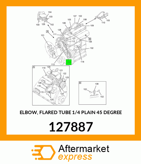 ELBOW, FLARED TUBE 1/4" PLAIN 45 DEGREE 127887